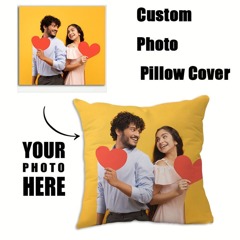 1 piece of personalized pillowcase featuring custom pictures and text, perfect as a Valentine's Day or wedding anniversary gift. Ideal for a holiday homemade gift, this single-sided printed pillowcase does not come with a pillow core. The dimensions are