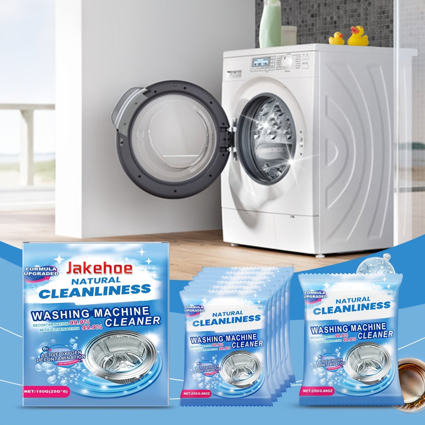 Jakehoe Stain Remover & Cleaning Powder for Washing Machines: 1 Piece, Sodium Bicarbonate Formula for Residue-Free Cleaning, Multi-Effect Stain Removal and Odor Elimination at Home