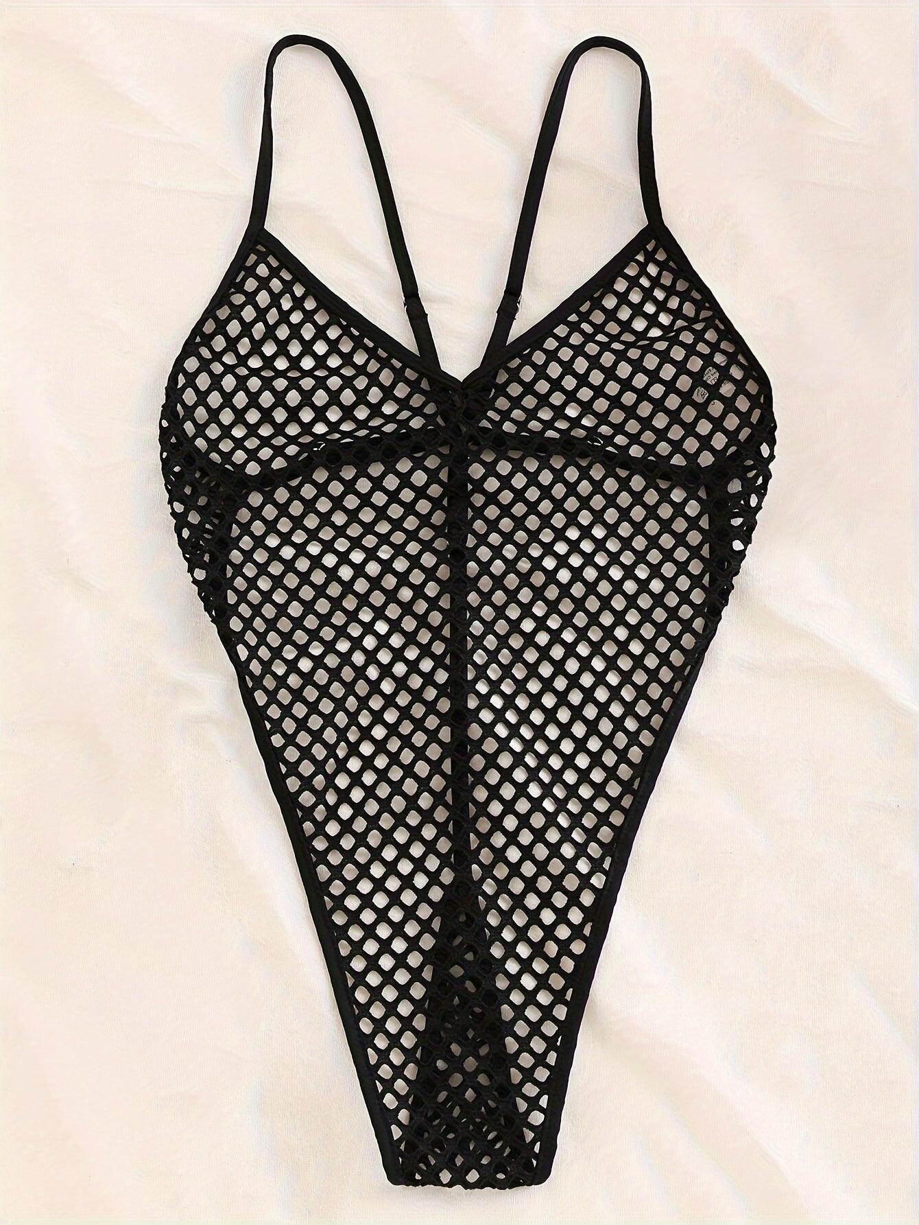 Sexy Solid Color Jacquard Mesh Bodysuit with Hollow Exposed Back for Seductive Lingerie.