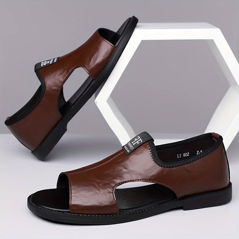 Men's slip-on open toe sandals for spring and summer walking and traveling, with non-slip design.