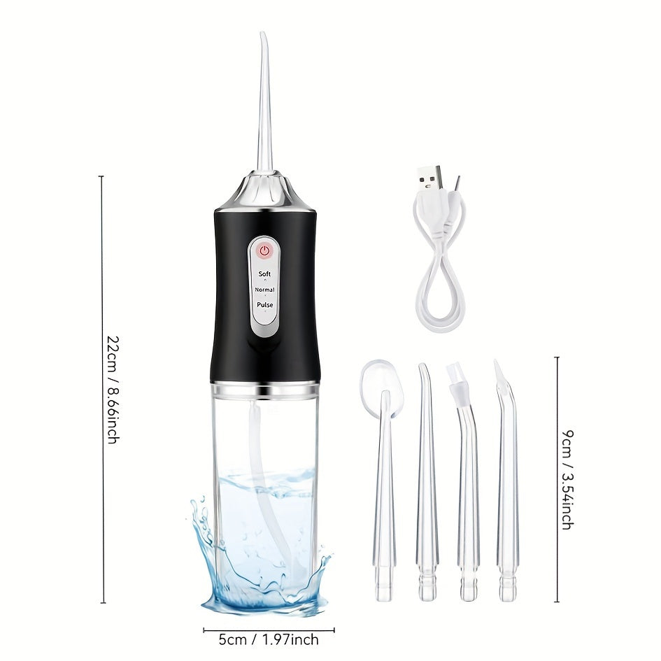 USB rechargeable water flosser for deep cleaning teeth at home with multiple modes.