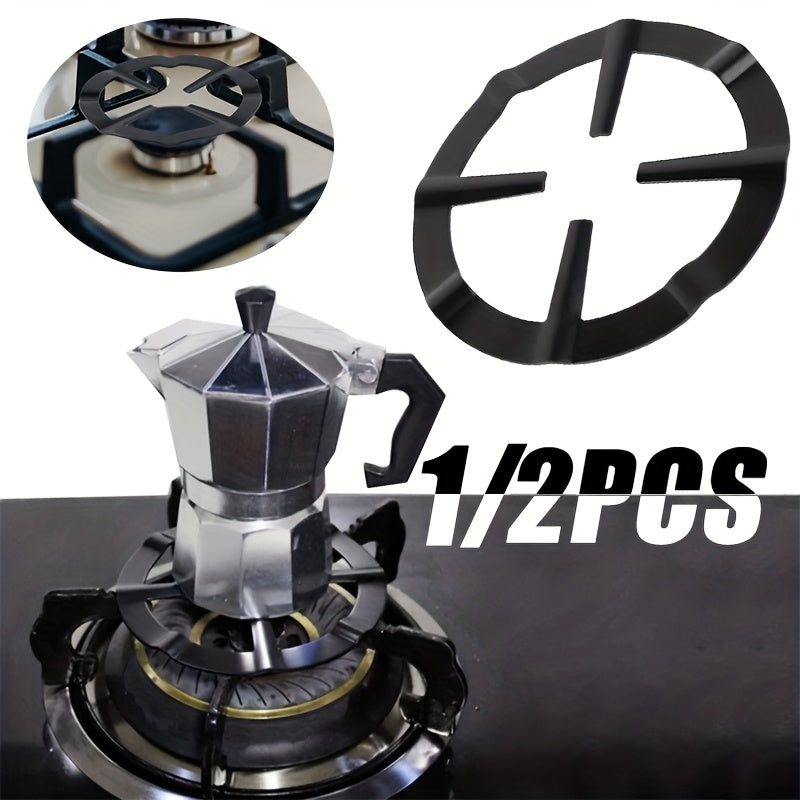 1/2pcs Set Stainless Steel Espresso Maker with Black Handle and Gas Stove Compatible Heating Base