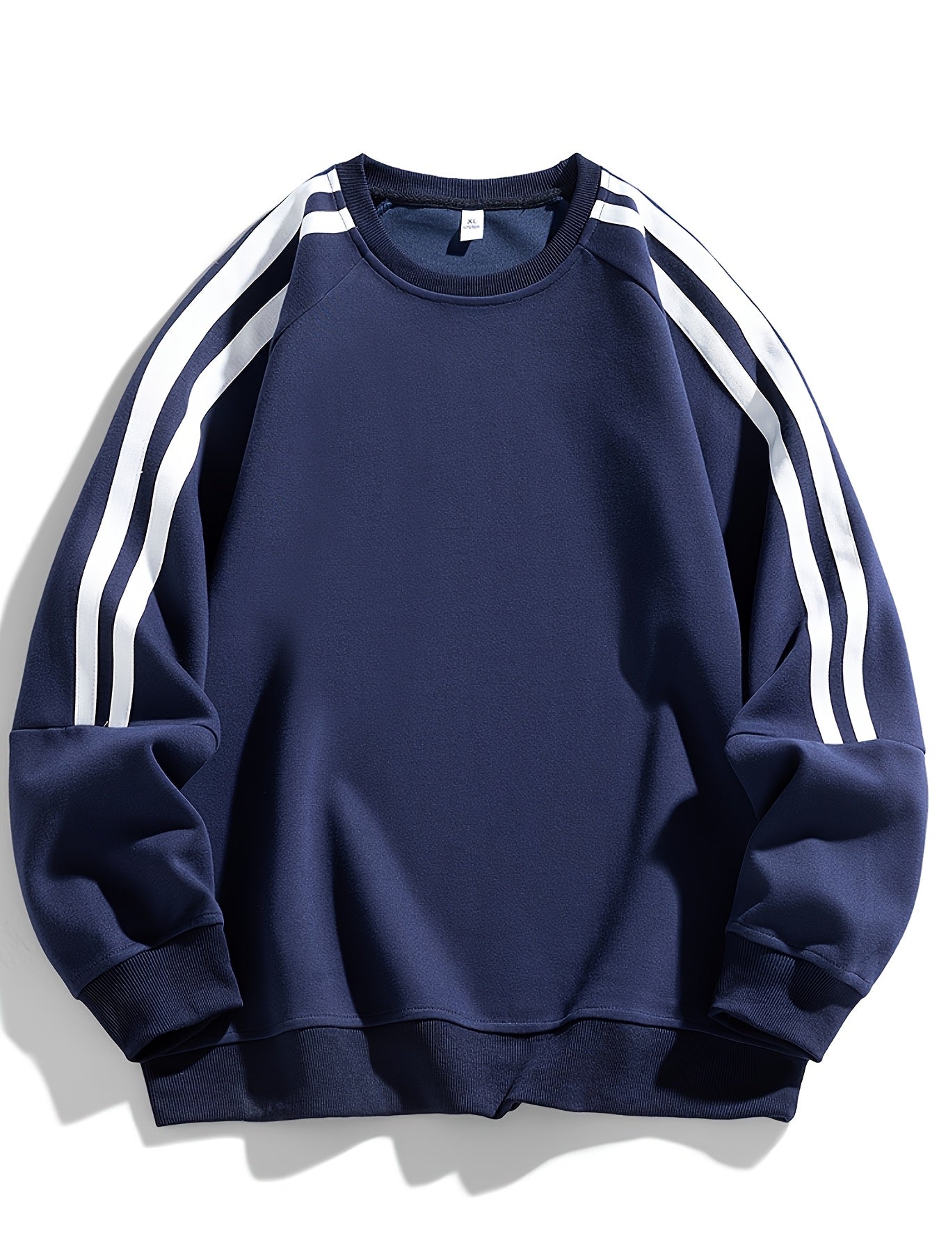 Men's side striped crewneck hoodie, comfortable and breathable, suitable for street and outdoor activities.