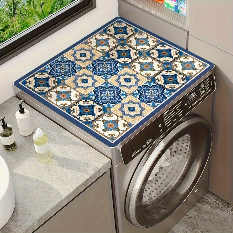 Absorbent Dust Cover for Washing Machines, Bedside Tables & Refrigerators - Classic Plaid & Mandala Design - Easy to Clean, No Electricity Required