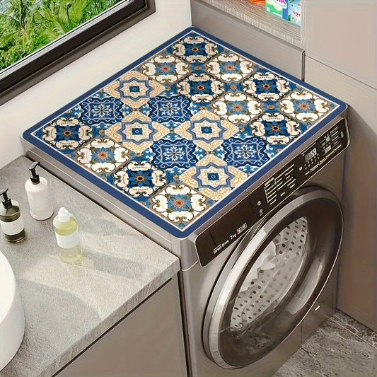 Absorbent Dust Cover for Washing Machines, Bedside Tables & Refrigerators - Classic Plaid & Mandala Design - Easy to Clean, No Electricity Required