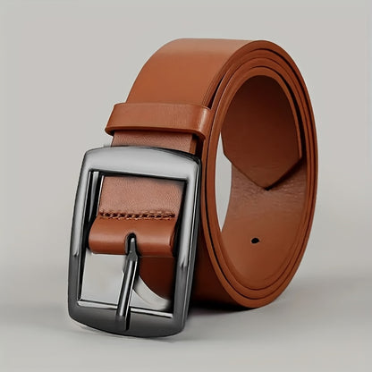 Men's simple and retro PU leather belt with smooth buckle for daily wear