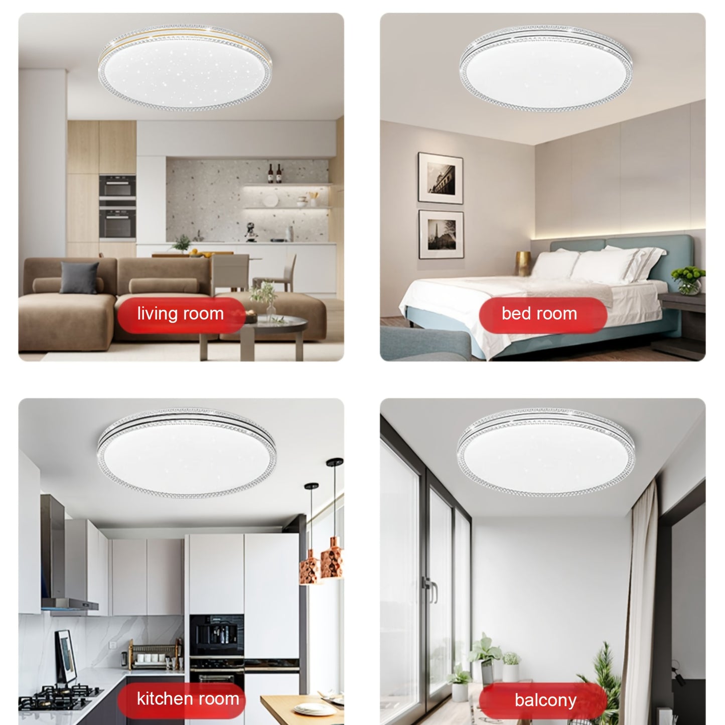 12.6-inch LED ceiling light fixture for bedroom, kitchen, hallway, corridor, or bathroom in 6000K daylight white. One piece included.