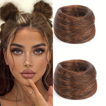 Stylish 3-inch synthetic hair bun ponytail extension for women, ideal for parties and casual wear.