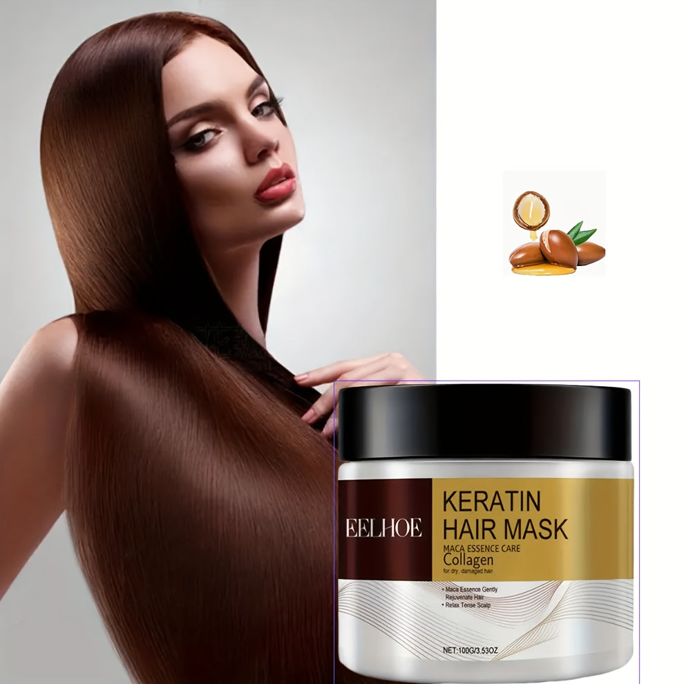 1pc Unisex Adult Keratin Hair Mask with Collagen and Coconut Oil - Deep Nourishing Treatment for Normal Hair.