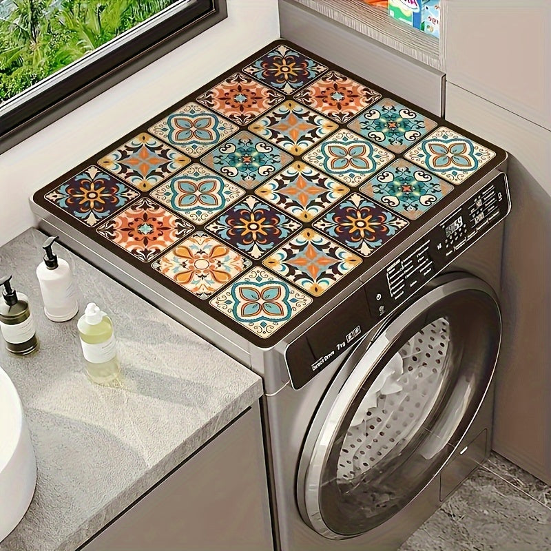 Absorbent Dust Cover for Washing Machines, Bedside Tables & Refrigerators - Classic Plaid & Mandala Design - Easy to Clean, No Electricity Required