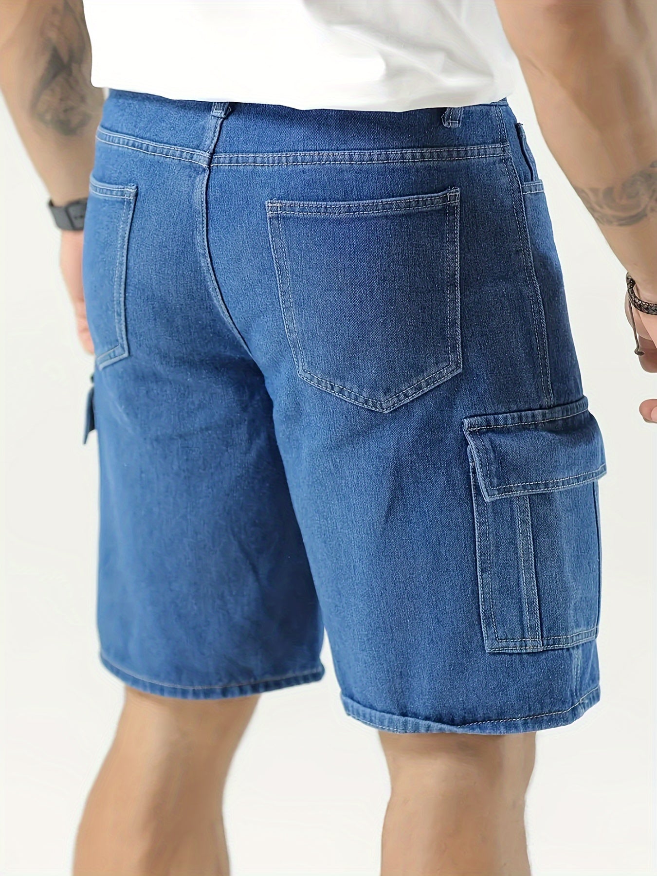 Solid cargo jorts for plus size men in summer