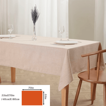 Thick rectangular polyester tablecloth in a modern solid color.