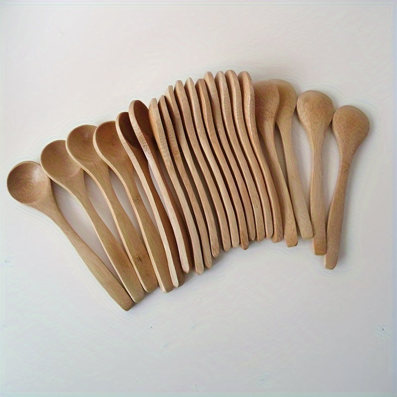 Set of 10 Wooden Long Handle Spoons - Ideal for Enjoying Home Coffee and Crafting Creative Dishes