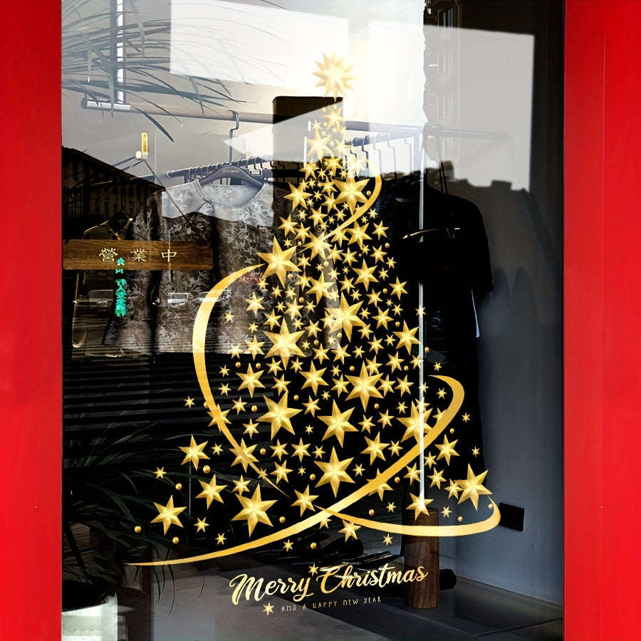 Conveniently-sized Christmas window cling for shop doors and windows, no power required.