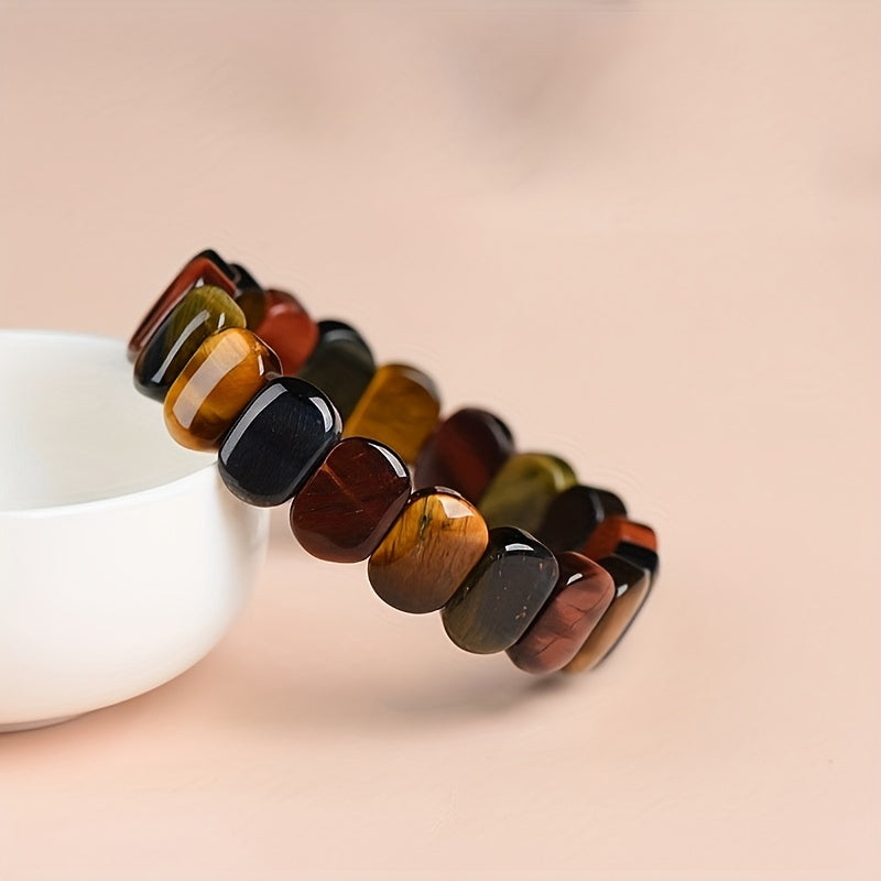 Natural Tiger's Eye Stone Bracelet - Energy Rock Bracelet for Men and Women