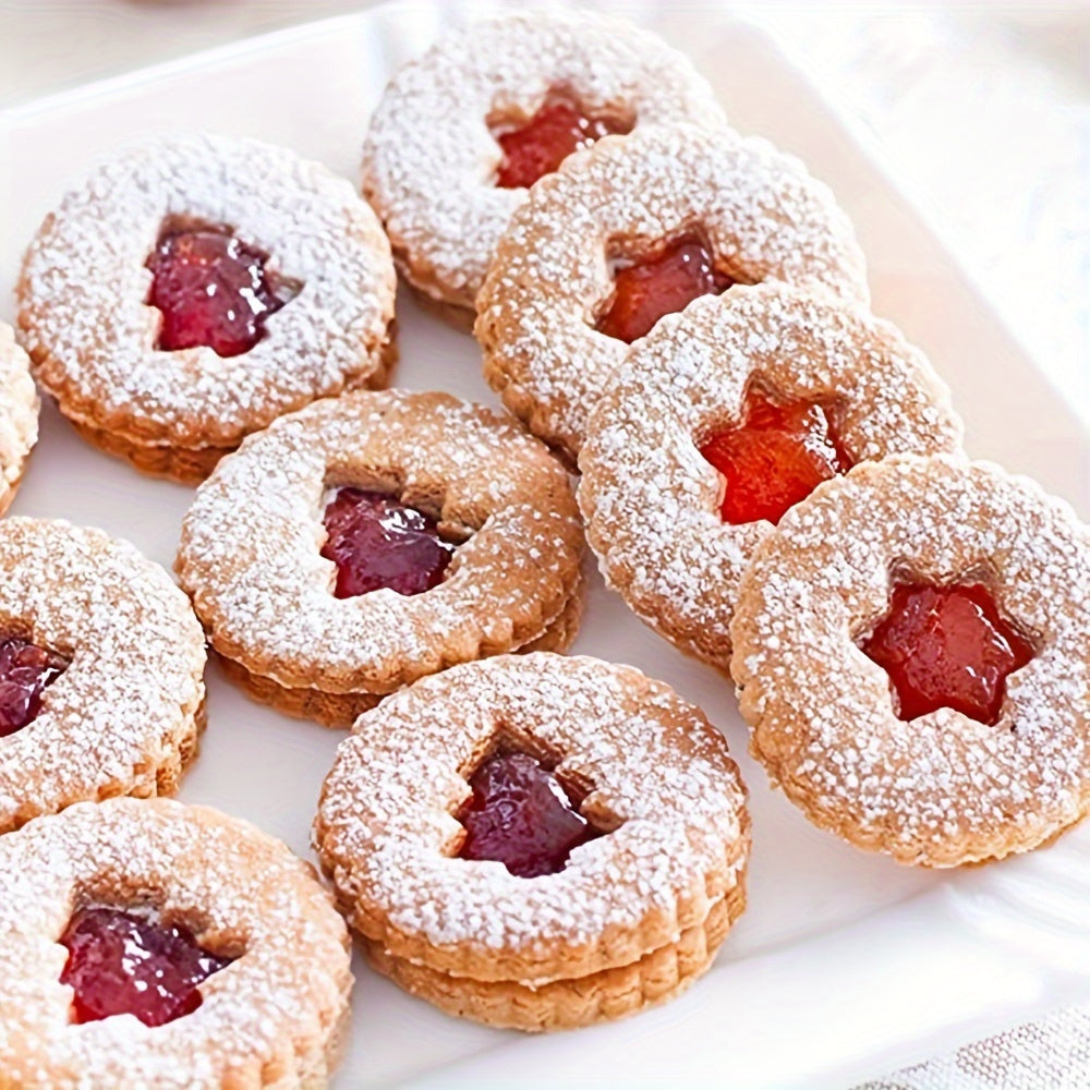 Set of 9 Christmas Cookie Cutters Made from Stainless Steel - Includes Festive Shapes such as Gingerbread Man, Snowflake, Star, Bell, and Tree - Ideal for Holiday Baking