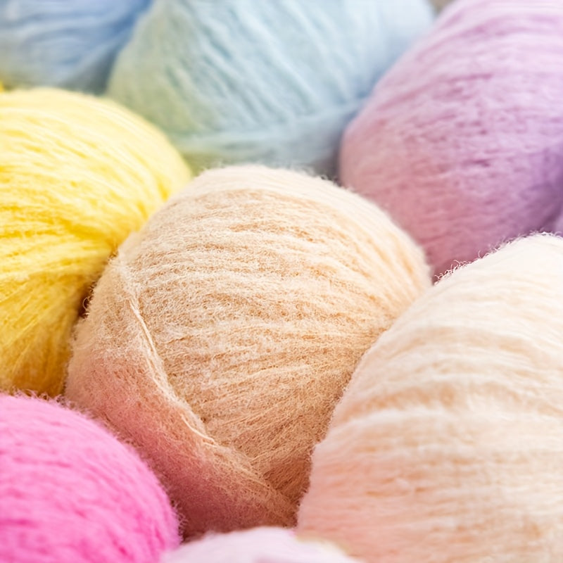 Soft velvet yarn roll made of skin-friendly nylon fiber, 40g mixed color, perfect for DIY hand-knitted plush items like dolls, scarves, blankets, hats, and small accessories.