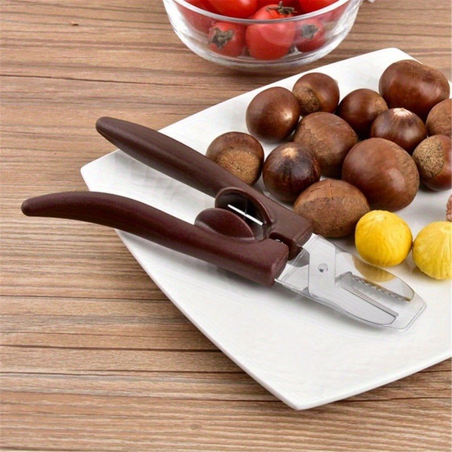 Stainless Steel Chestnut Opener with Ergonomic Grip and Food Processing Accessory - Nutcracker Tool for Kitchen and Dining