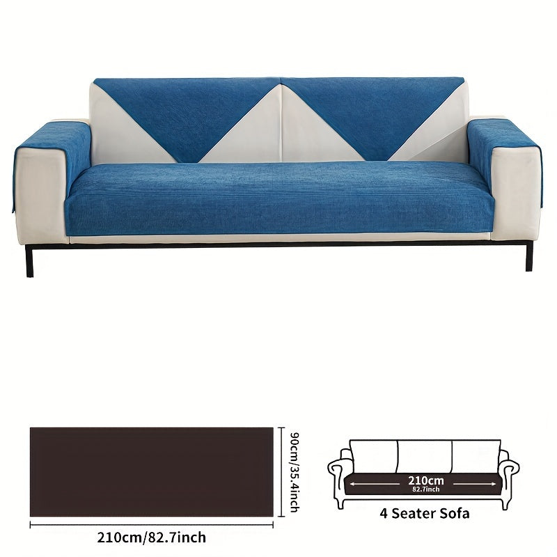 Chenille sofa cover, spill-resistant, pet-friendly, non-slip, machine washable protector for various sofa sizes, home & office decor.