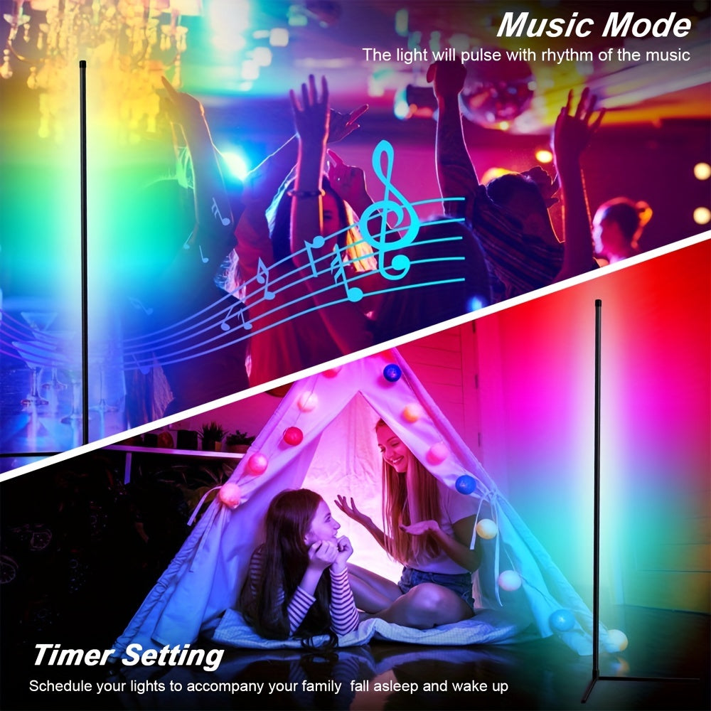 1pc 1.5m high wall corner ambient light with RGB remote control, music, and timing function.