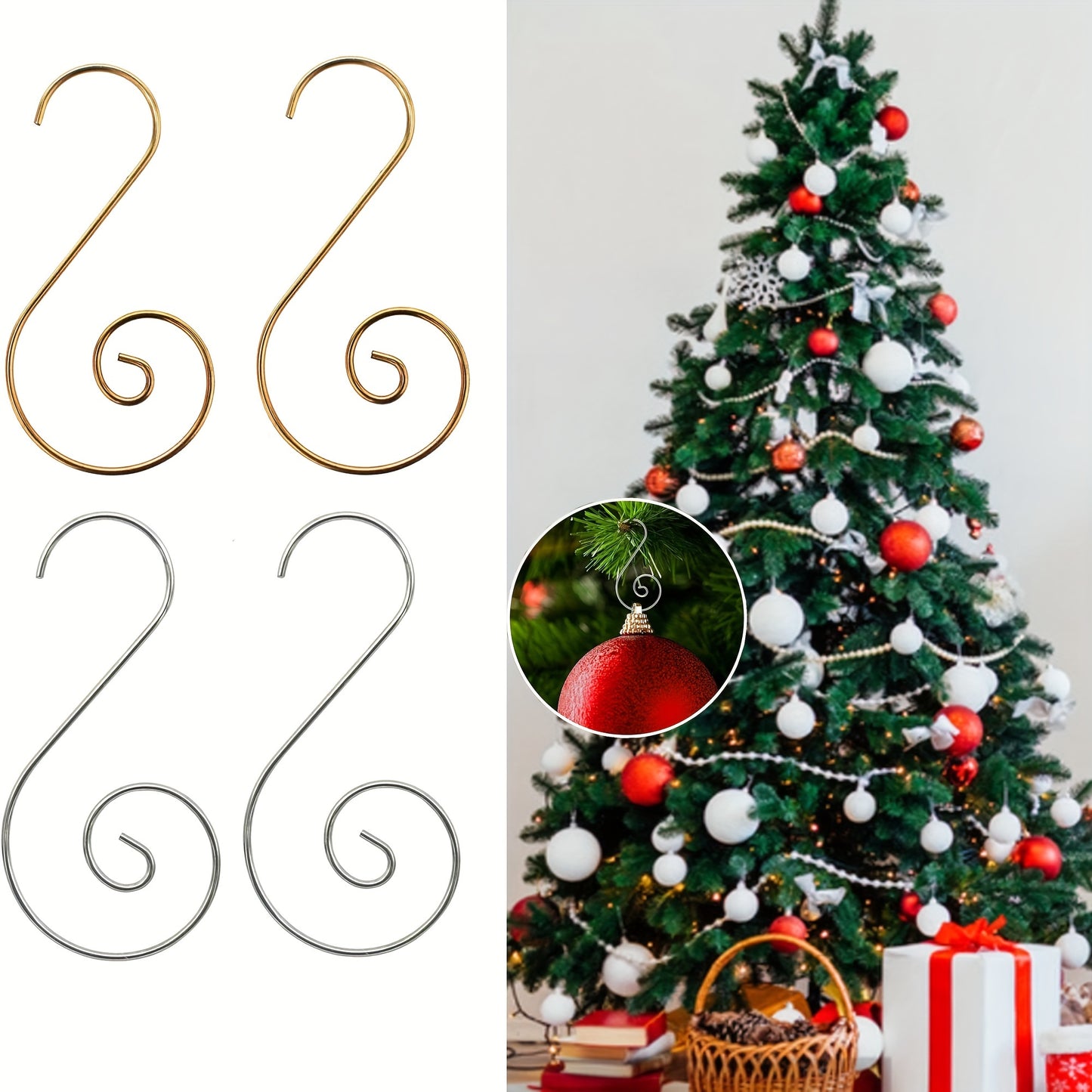 Assorted Christmas ornament hooks for decorating trees and rooms during the holiday season.