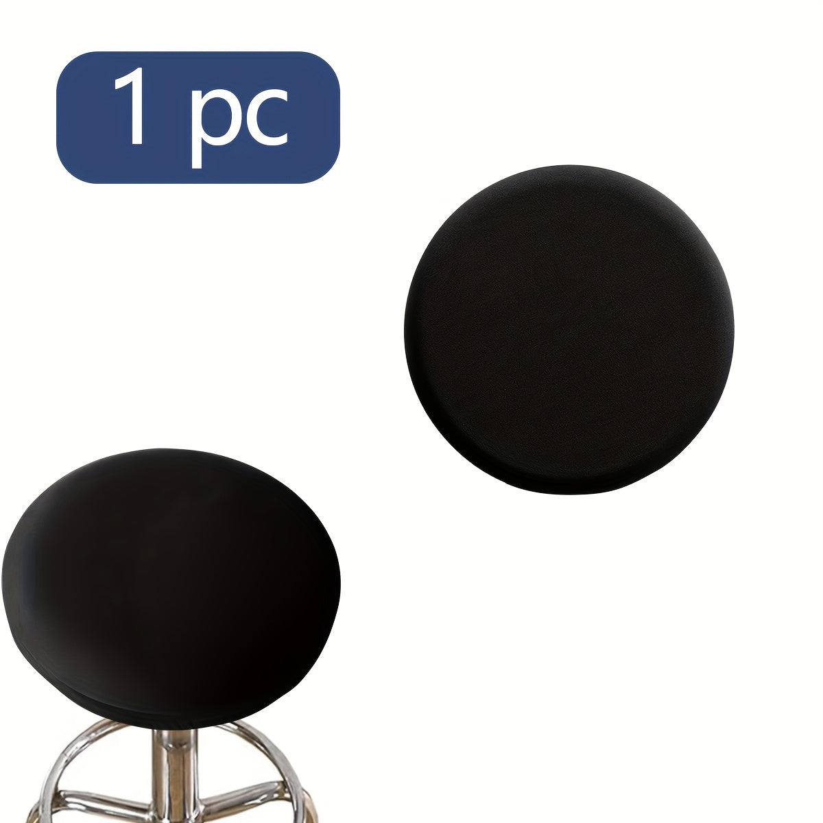 Classic solid color round stool cover in 1pc, 4pcs, or 6pcs options. Made of high elastic material that is clear and natural, dustproof, soft, and adhesive. Suitable for various round chairs. Weighs 120gsm.