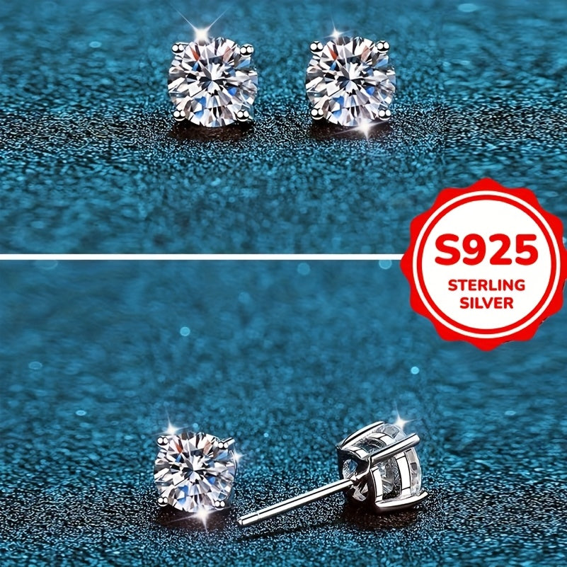 Stylish 925 Sterling Silver Stud Earrings for Women with White Cubic Zirconia - Available in Various Carat Sizes (0.1-0.8CT) and 3/4/5/6mm - Perfect for Everyday Wear and Gifting, Comes with Free Gift Box and Daily Care Supplies including Oxides