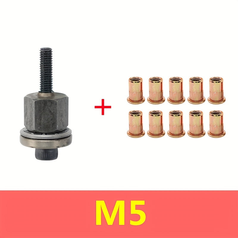 Manual pull rivet nut tool for thin iron skin.