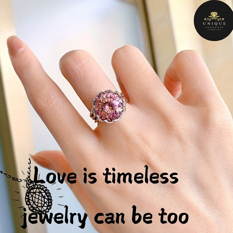 This elegant Lotus Flower ring is crafted from 925 Sterling Silver and features a stunning 7.5 Carat Pink Synthetic Gemstone. It comes with a gift box included, making it perfect for vacation or gifting. The Flowers Theme design and luxurious style make