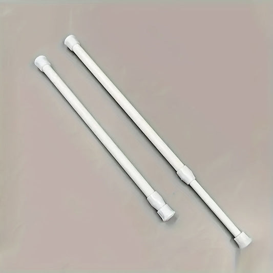 One-piece Multifunctional Telescopic Rod with Built-in Spring for Punch-free installation. Can be used as a nail-free fixing curtain rod, shower curtain rod, half curtain rod, short curtain rod, coffee curtain rod, door curtain rod, or spring tension