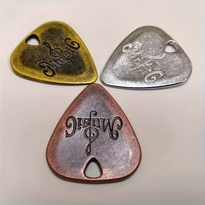 SOLO 3-Pack Guitar Picks Set, Stainless Steel Zinc Alloy with Metal Shapnel, Rust-Free Bronze, for Electric Guitar.