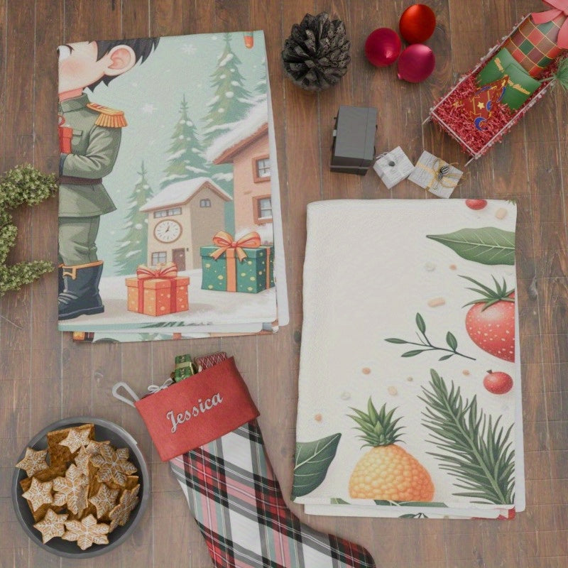 Set of 2 kitchen towels measuring 45.72*66.04 cm, including a festive tea towel ideal for Christmas and winter festivities. A charming addition to your kitchen decor and a cozy gift for the holiday season.