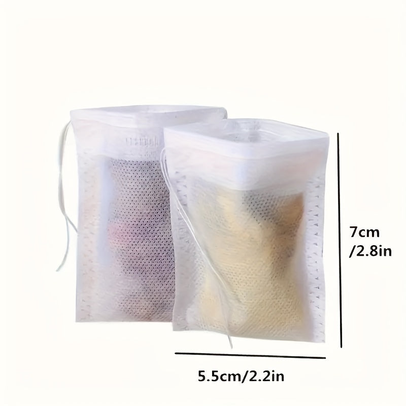 Disposable Corn Fiber Tea Bags with Drawstring, 100 Pieces - Food-Safe Pouches for Loose Leaf Tea Filtration