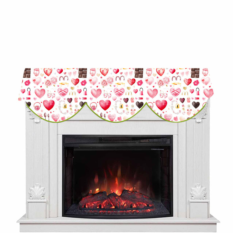 Polyester Valentine's Day Love Heart Fireplace Mantle Scarf - No Power Required, Ideal for Winter Holiday Home & Living Room Decor, 49.78cmx78.7, also suitable as a Cape, Table Flag or Window Decoration.