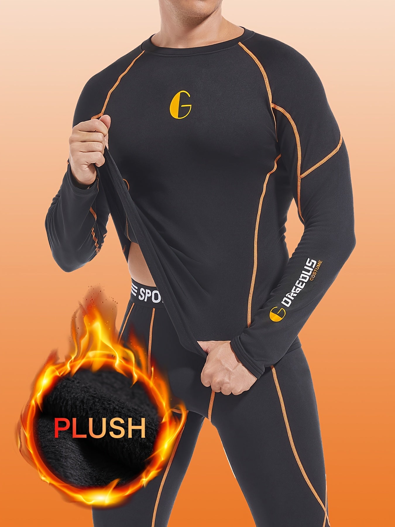 This men's thermal underwear with fleece lining is perfect for winter activities like hunting, skiing, and sports training. It includes a crew neck long sleeve top and long pants as base