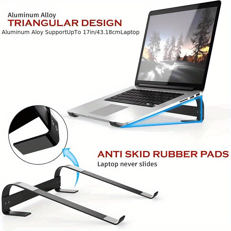 Modern style laptop stand made from durable aluminum alloy, designed for daily office use with built-in cooling features and portability.