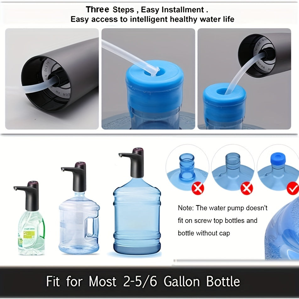 Portable USB rechargeable water jug dispenser for 5-gallon containers.