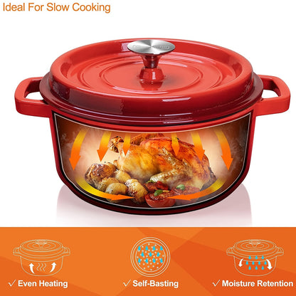 [Highly-Rated Option] Spacious Enamel Dutch Oven - Durable Non-Stick Aluminum Cookware Set, Versatile Casserole Stew Pot for the Kitchen