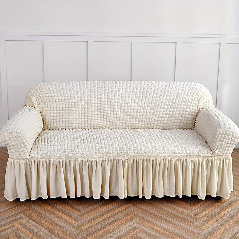 Seersucker slipcover to protect furniture from scratches, slipping, and all seasons.