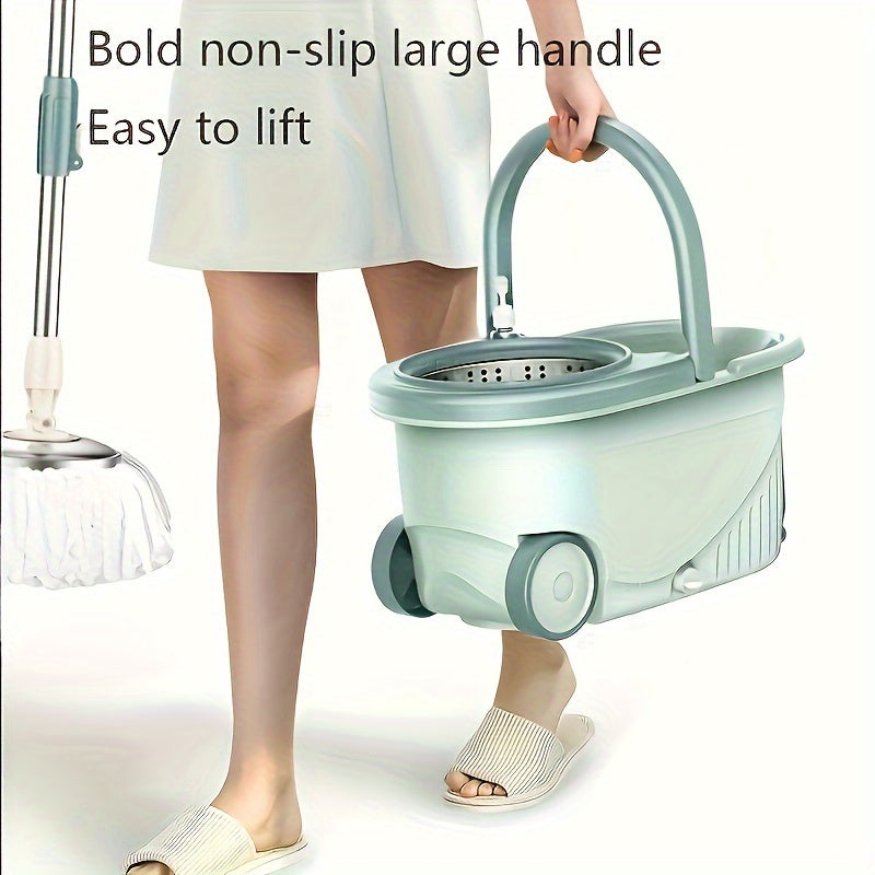 Get a hands-free cleaning experience with our Rotating Mop and Bucket Kit! This set includes 2 replacement mop heads and is perfect for wet and dry use. Ideal for cleaning hardwood floors, laminate, tiles, and wooden floors, this kit is a must-have for