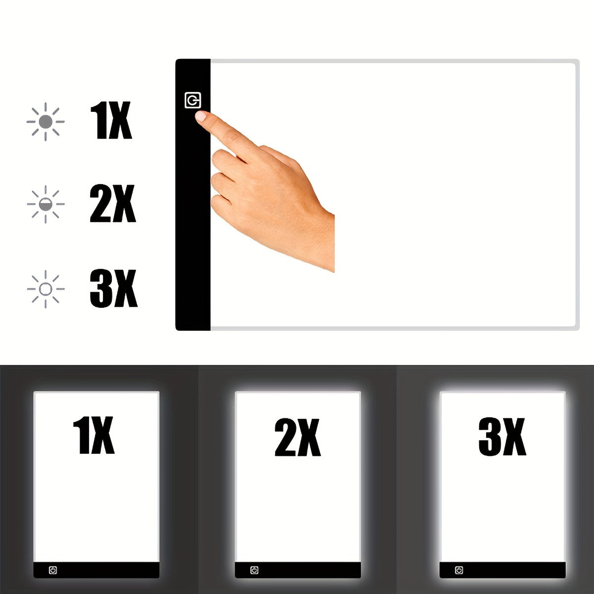 Led Drawing Copy Board with 3 dimmable levels available in A5/A4/A3 sizes for learning and educational assistance.