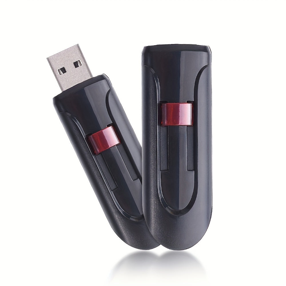 Retractable black USB Flash Drive available in 16GB, 32GB, and 64GB sizes, perfect as a creative business gift.