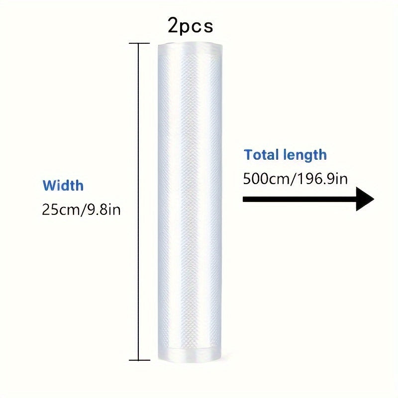 Пакеты для вакуумной упаковки пищевого качества - 2 рулона | Идеально подходит для хранения пищи в холодильнике и микроволновой печи | Многоразовый и противопроливной | Доступно в различных размерах