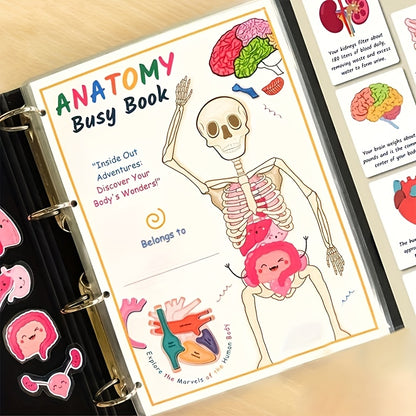 1pc Human Anatomy Busy Book - Interactive Organ Matching Activity, Educational Birthday Gift for All Ages, Quiet Travel Edition