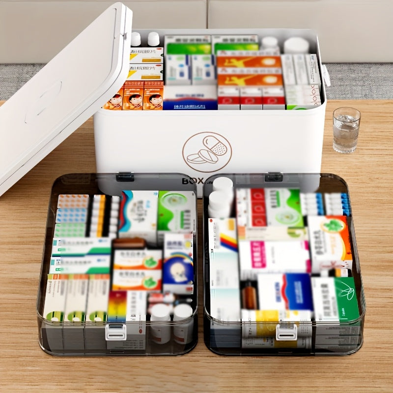 Large Capacity Multi-Layer Medicine Organizer with Handle, Waterproof Pill Box for Home or Travel