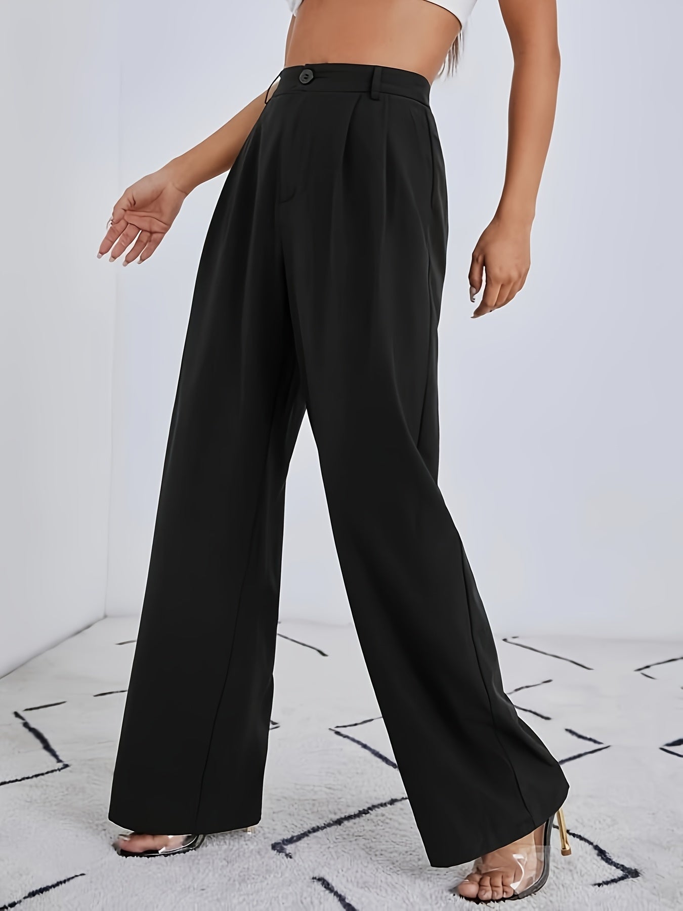 Pleated high-waist pants for women