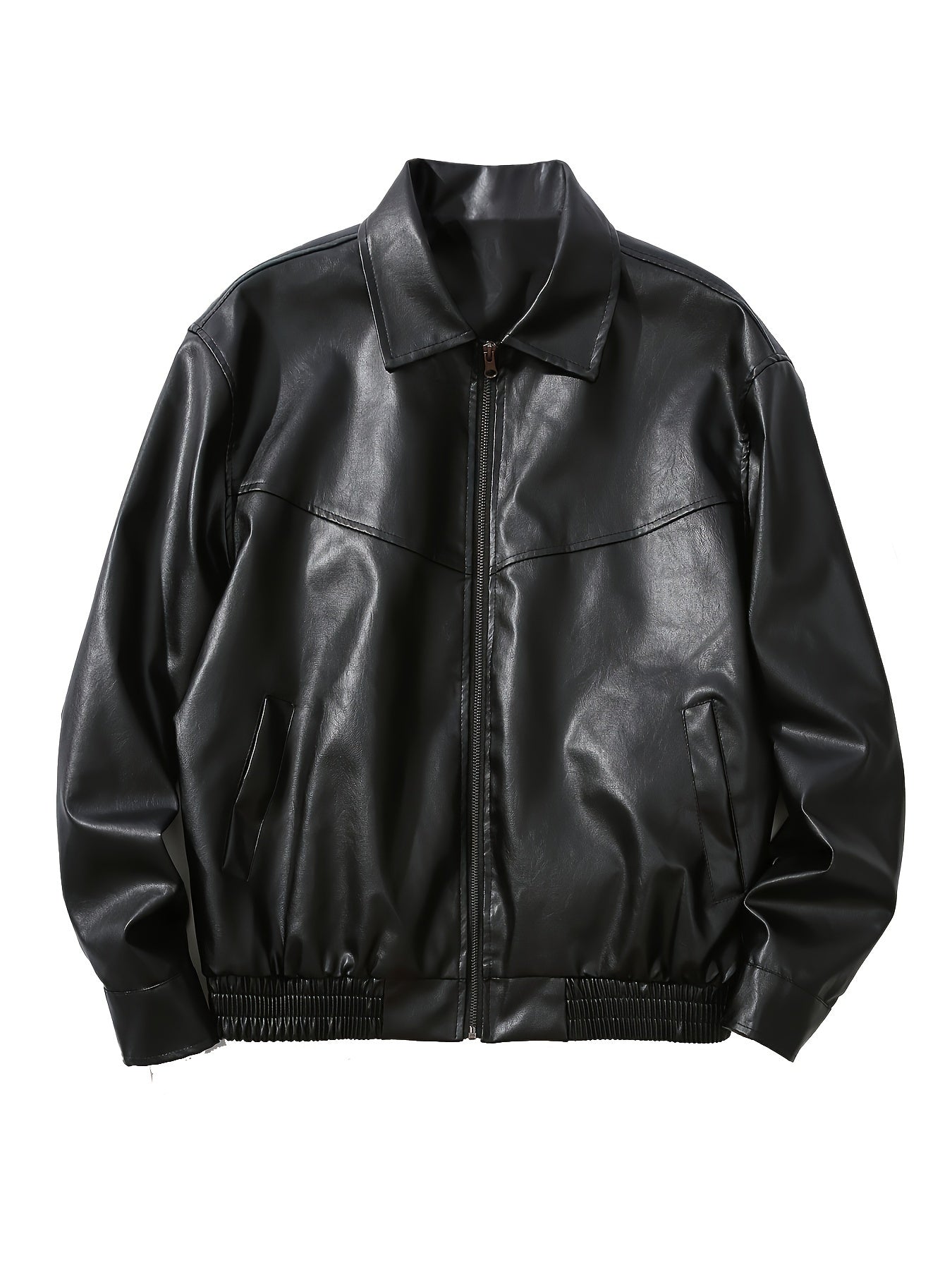 Genghis Khan picked a vintage black jacket with a lapel collar, zipper closure, and polyester lining for a casual spring style.