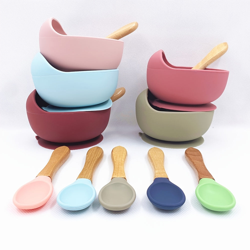 Silicone Baby Bowls Set with Suction, Spoon, and Plate - BPA Free Utensils for Babies, Kids, and Toddlers - Ideal for Baby-Led Weaning and Self-Feeding in First Stage