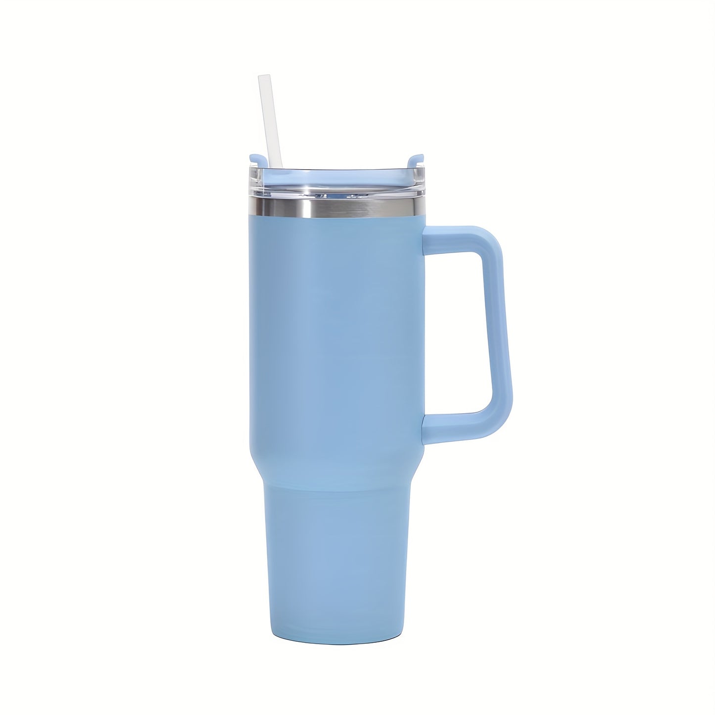 Reusable 40oz stainless steel tumbler with straw, double wall insulation, and handle. Great gift for teachers.