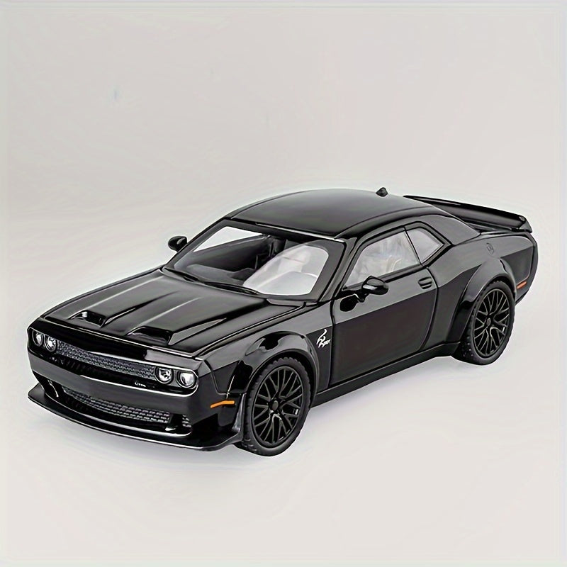 Black diecast metal sports car model with sound & light - ideal winter toy gift for kids.